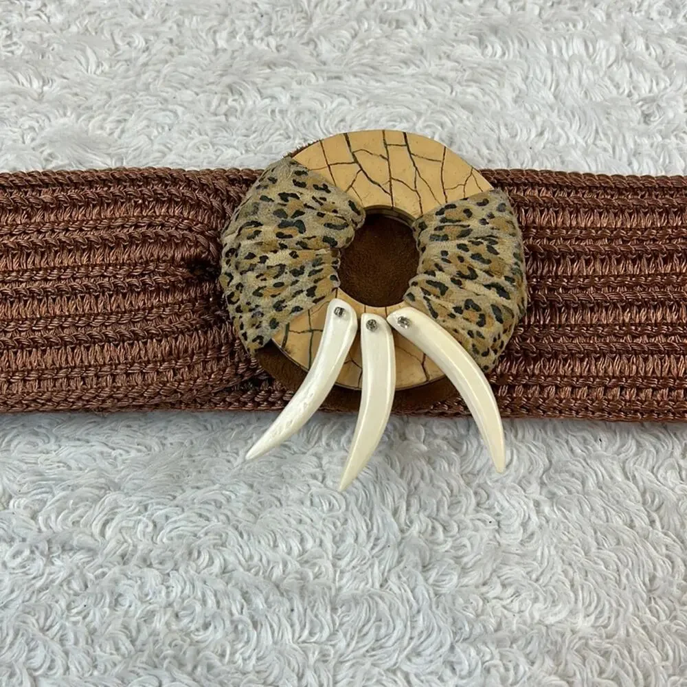 Unbranded Safari  Leopard and talon tooth adjustable belt med - ‎ Large